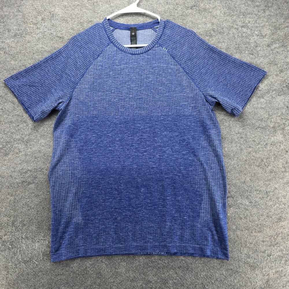 Lululemon Shirt Mens L Blue Short Sleeve Raglan Crew Neck Moisture Wicking
